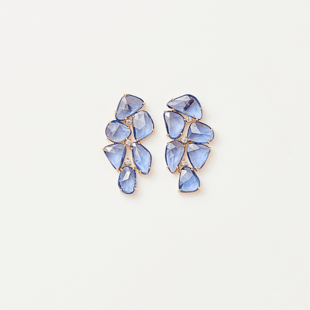 In Full Bloom Earrings in Rose-cut Sapphires and Diamonds