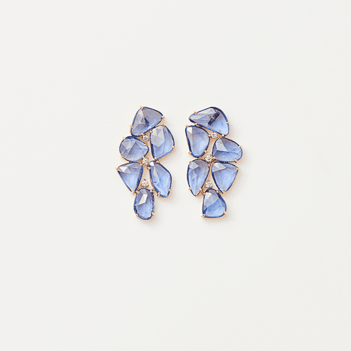 In Full Bloom Earrings in Rose-cut Sapphires and Diamonds