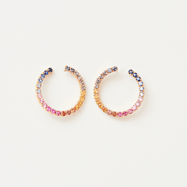 Rainbow Sapphire Hoops