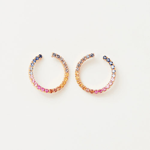 Rainbow Sapphire Hoops