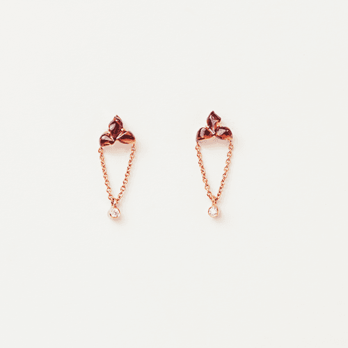 Bud Dropchain Earrings with Garnets and Diamonds