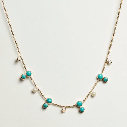 Rani Turquoise, Diamond and Pearl Necklace