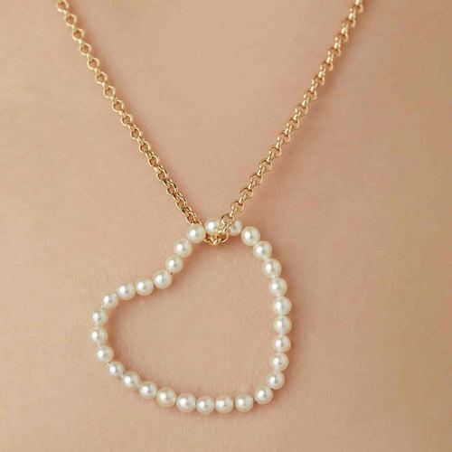 All-Heart Loop in Pearls on Chain