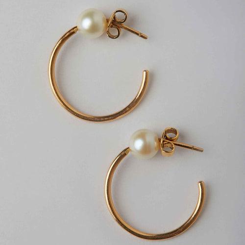 Gold Hoops with Pearls