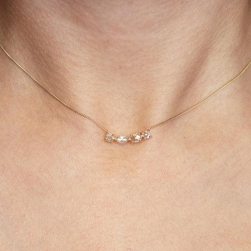 Curved Bar Necklace with Rose-cut Diamonds