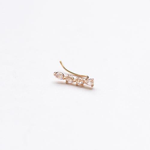 Rose-cut Diamond Curved Bar Earpin
