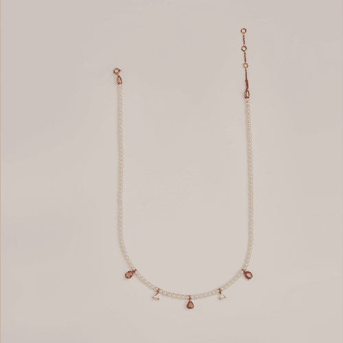 Ladhi 5-stone Necklace with Akoya Pearls and Mixed Rose-cut Diamonds ft. Gemfields Mozambique Rubies