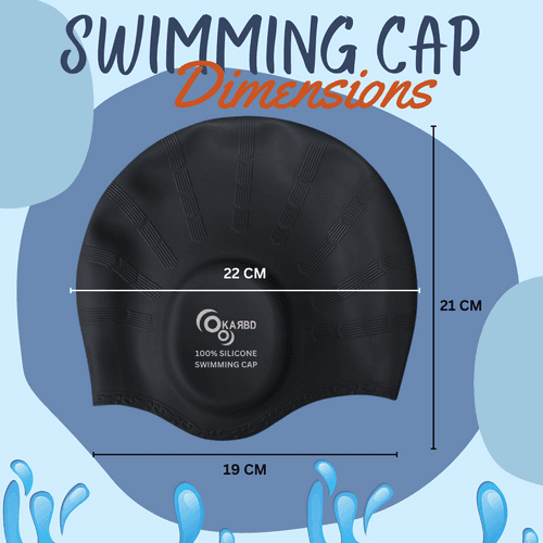 Ear Cover Hair Protection Silicone Swimming Cap Universal Size | Black