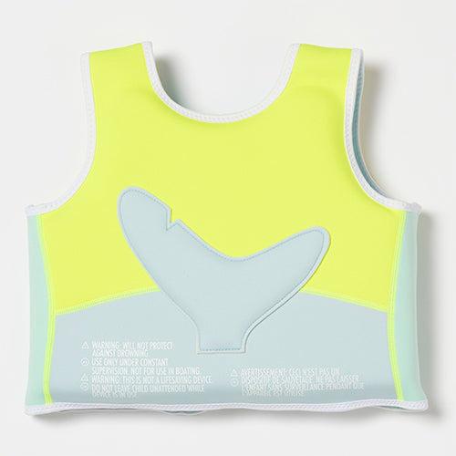 Salty the Shark Swim Vest 1-2 Aqua Neon Yellow