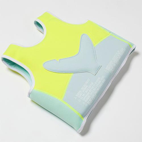 Salty the Shark Swim Vest 1-2 Aqua Neon Yellow