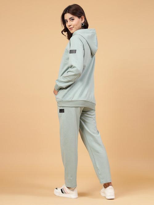 Women Oversized Solid Fleece Co-ord