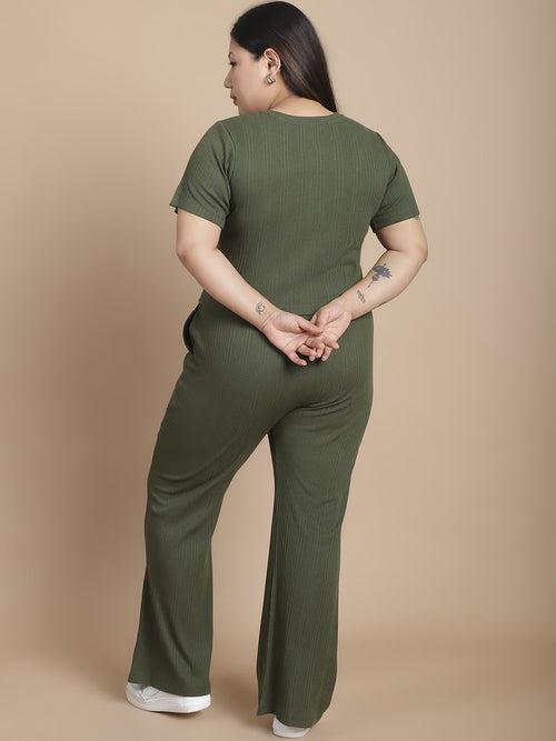 Stylish Olive Drop Needle Co-ord Set