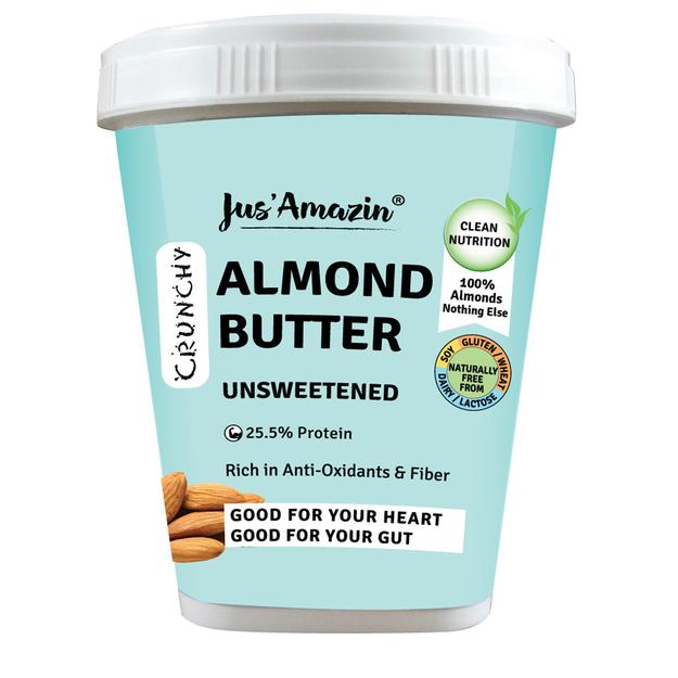 Crunchy Almond Butter - Unsweetened | 25.5% Protein | 100% Almonds | 100% Natural - 1 Kg Tub