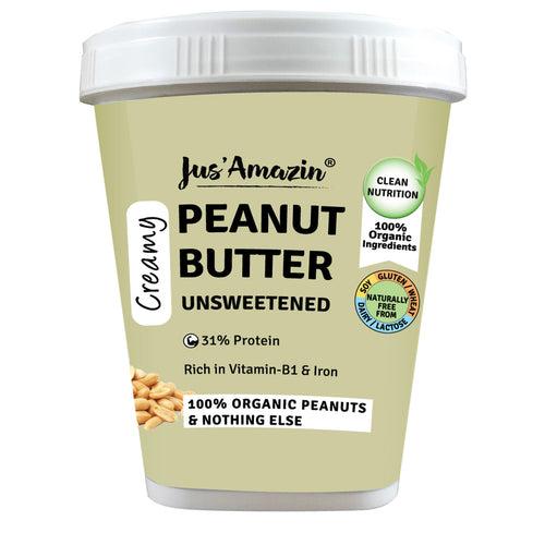 Organic Peanut Butter Unsweetened | 100% Organic Ingredients | 31% Protein - 1 Kg Tub