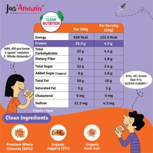 Lil' Stars Creamy Almond Butter with Jaggery (200g Glass Jar)