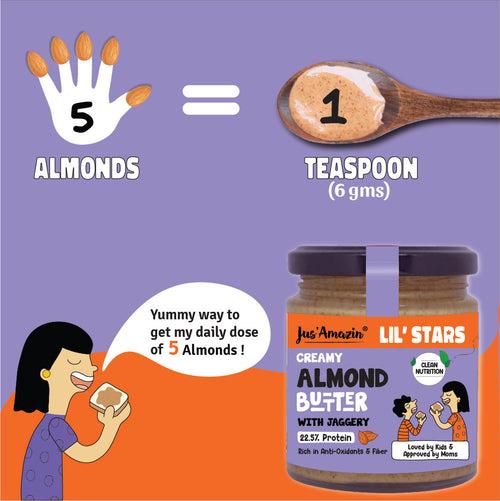 Lil' Stars Creamy Almond Butter with Jaggery (200g Glass Jar)