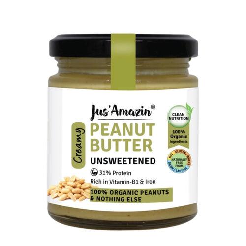 Organic Peanut Butter Unsweetened | 100% Organic Ingredients | 31% Protein - 200 g