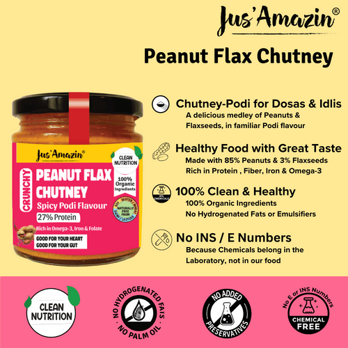 Peanut Flax Chutney | Fusion Of Peanut & Flax, Spicy Podi - 200 g