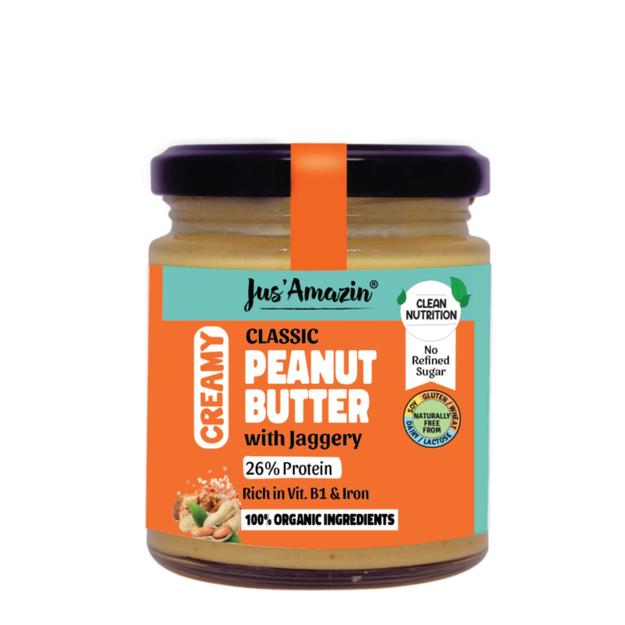 Classic Creamy Peanut Butter With Jaggery (200 g Glass Jar)