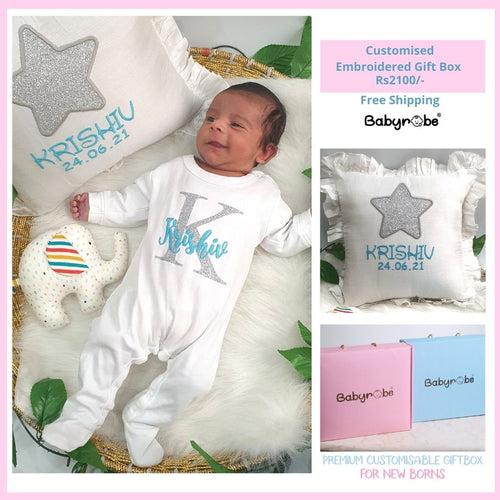 Customised Embroidered Gift Box (Cushion + Sleepsuit)