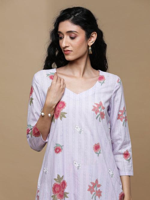 Bageecha Lilac Kurta