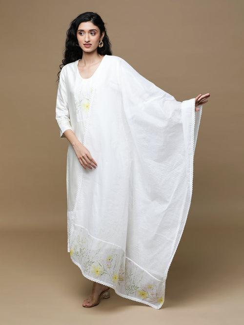 Roop Yellow on White Kurta