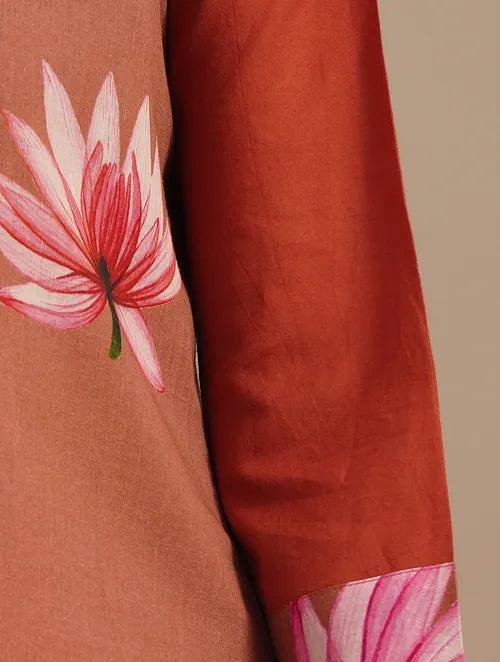 Copper Lotus Pond Cotton Kurta With Cotton Pants-set Of 2