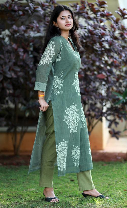 Timeless Forest Green Cotton Kurta Set