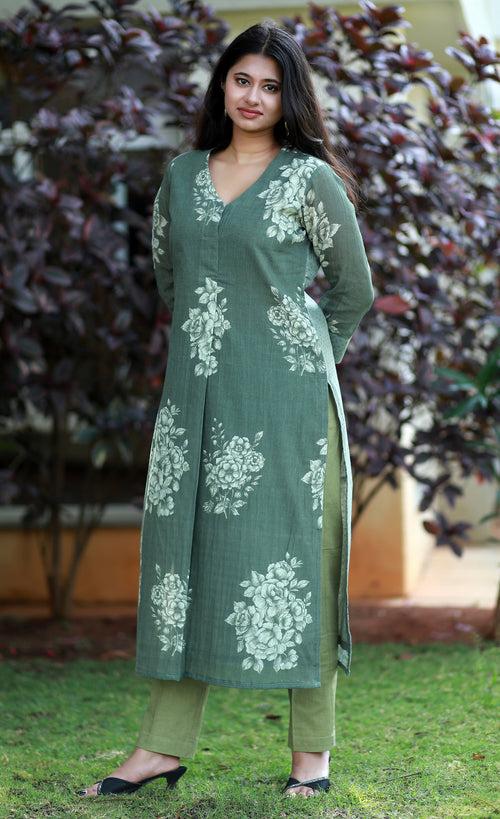 Timeless Forest Green Cotton Kurta Set