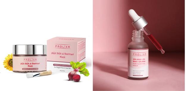 Prolixr Ultimate Exfoliating Duo: AHA BHA & Beetroot Face Mask and 25% AHA + 2% BHA + 2% PHA Pore Clarifying Serum for Radiant Skin | Skin care | Suitable for all Skin Type- (60g+30ml)