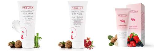 Prolixr Ultimate Skin Care Trio: Very Berry Moisturizer, Jeju Volcanic Scrub, & Face Wash Set | Radiant, Clear, and Bright Skin | Korean Skin Care | For all Skin Type- 100gm & 100ml Each