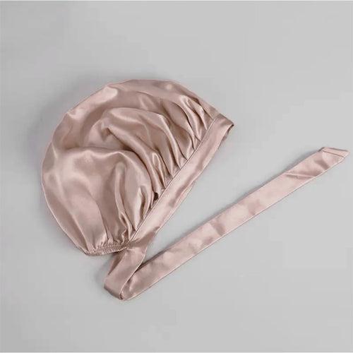 Satin Hair Bonnet with Ribbon Tie Band (Rose)| Hair Care - Soft, Lightweight, and Hydrating | Silk bonnet for hair | Curly Hair Products | Created by Savio John Pereira