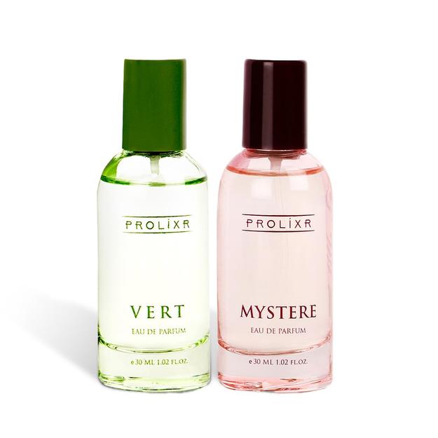 Prolixr Vert & Mystere Duo Eau De Parfum Set | 30ml Bottles | Premium Unisex Luxury Perfumes - Lotus, Peony, Waterlily, White Musk, Mahogany, Ylang-Ylang | Long Lasting Scent for Men & Women