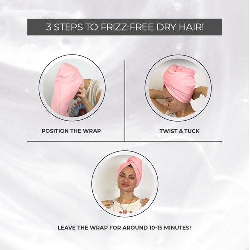 PROLIXR Microfiber Hair Towel Wrap | Quick Drying | Frizz-Free Hair | Super Absorbent | Gentle on Hair and Skin Hair Types | Microfibre Towel (Pink) | Created by Savio John Pereira