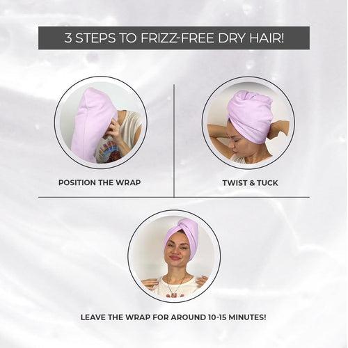 PROLIXR Microfiber Hair Towel Wrap | Quick Drying | Frizz-Free Hair | Super Absorbent | Gentle on Hair and Skin Hair Types | Microfibre Towel (Lavender) | Created by Savio John Pereira