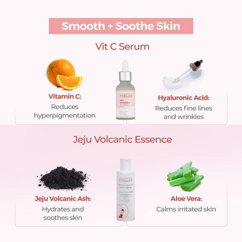 Prolixr 20% Vitamin C Serum and Jeju Volcanic Face Essence Combo | Radiant Skin Duo | Combat Dark Spots, Pigmentation, and Wrinkles for Glowing, Youthful Skin | Unisex | Suitable for All Skin Types