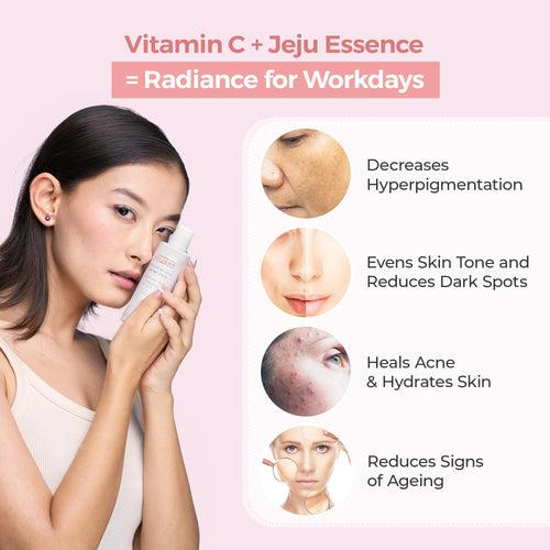 Prolixr 20% Vitamin C Serum and Jeju Volcanic Face Essence Combo | Radiant Skin Duo | Combat Dark Spots, Pigmentation, and Wrinkles for Glowing, Youthful Skin | Unisex | Suitable for All Skin Types