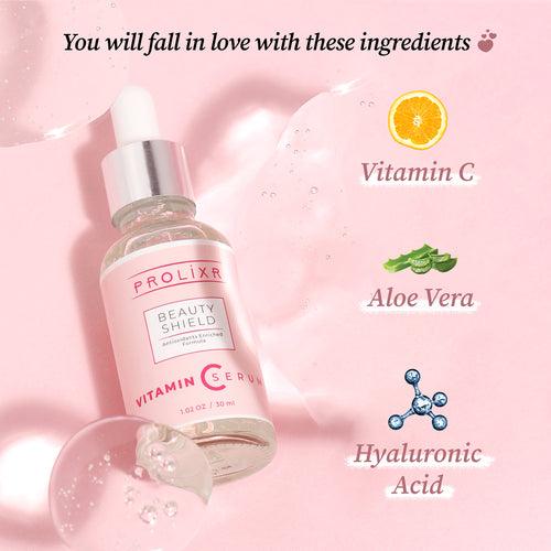 Prolixr Vitamin C Face Serum | For Skin Brightening And Pigmentation | With Aloe Vera & Hyaluronic Acid | Serum for acne and dark spots- For Men & Women - All Skin Types - 30ml