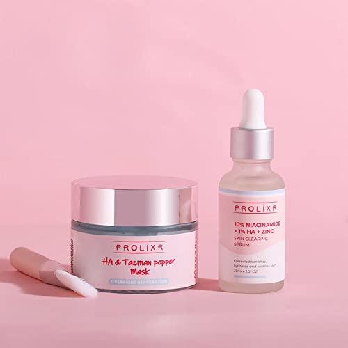 Prolixr Overnight Hydration Kit - Hyaluronic Acid Face Mask & Niacinamide + Hyaluronic Acid Serum | Moisturizes & Hydrates Dry, Dehydrated Skin