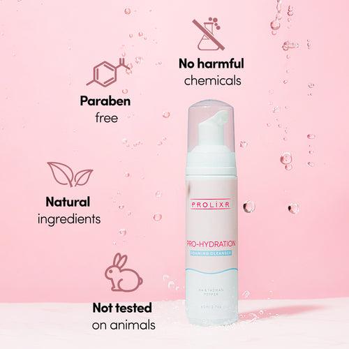 Prolixr Pro-Hydration Foaming Face Wash | Hyaluronic Acid & Tazman Pepper | Intense Hydration for Plump, Soft, and Supple Skin - 80ml