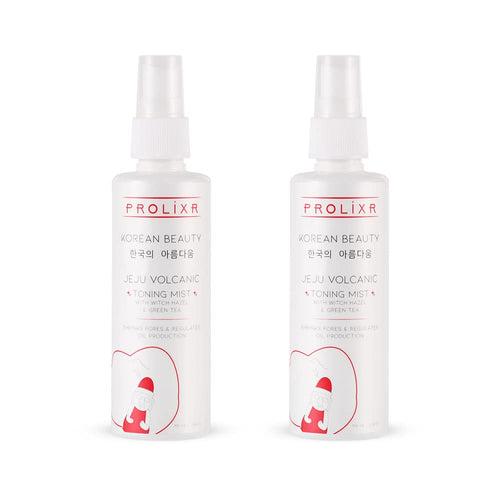 Prolixr's Jeju Volcanic Alcohol Free Face Toner - For Pore Tightening & Glowing Skin - Fades Blemishes - Korean Skin Care Products - For All Skin Types - Pack Of 2