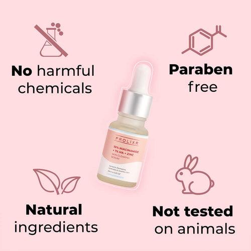 Prolixr 10% Niacinamide + 1% Hyaluronic Acid + Zinc Skin Clearing Face Serum- For Acne Marks, Blemishes & Oil Balancing- All Skin Types - 10 Ml - Travel Friendly - Pack Of 2 Mini Serums