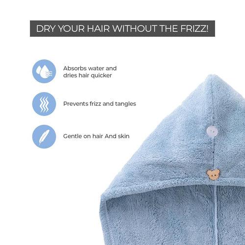PROLIXR Microfiber Hair Towel Wrap | Quick Drying | Frizz-Free Hair | Super Absorbent | Gentle on Hair and Skin Hair Types | Microfibre Towel (Blue) | Created by Savio John Pereira