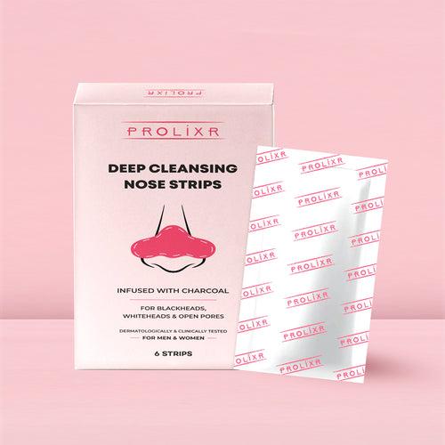 Prolixr Deep Cleansing Charcoal Nose Strips | Witch Hazel & Tea Tree Extracts | Blackheads & Whiteheads | Unclog Open Pores - 6 Strips