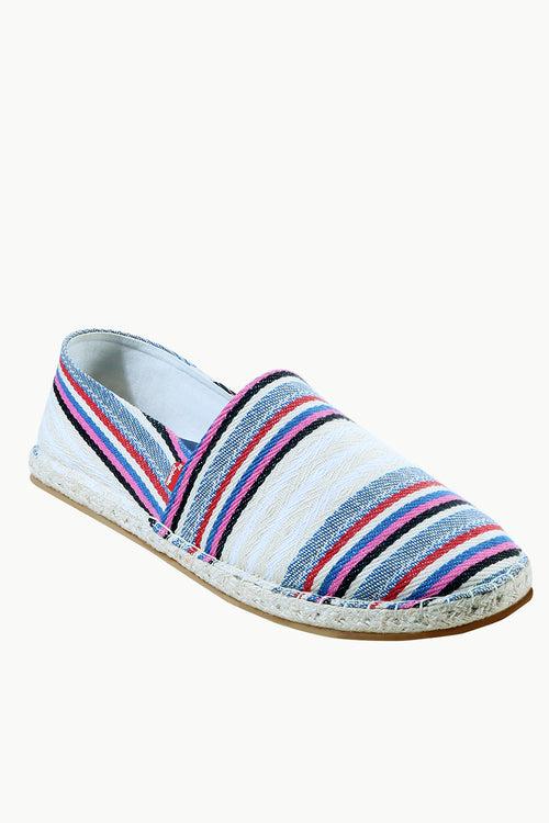 Mens Multi Color Jacquard Striped Espadrilles