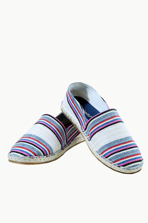 Mens Multi Color Jacquard Striped Espadrilles