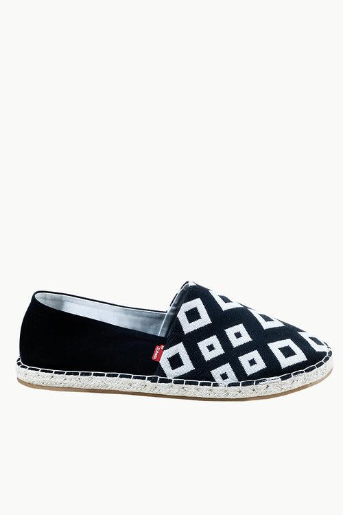 Mens Black n White Aztec Espadrilles