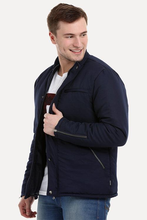 Men's Navy Padded Winter Zipper Jacket