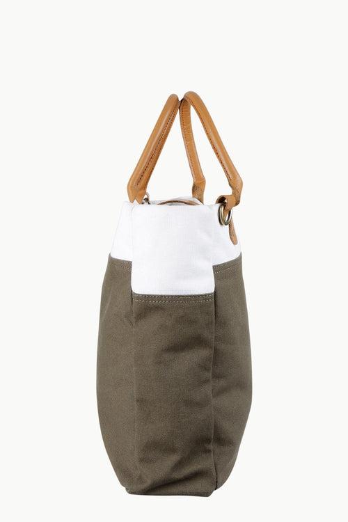 Canvas Brown Colorblock Tote Bag