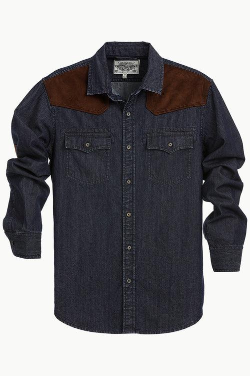 Casual Suede Patch Denim Shirt